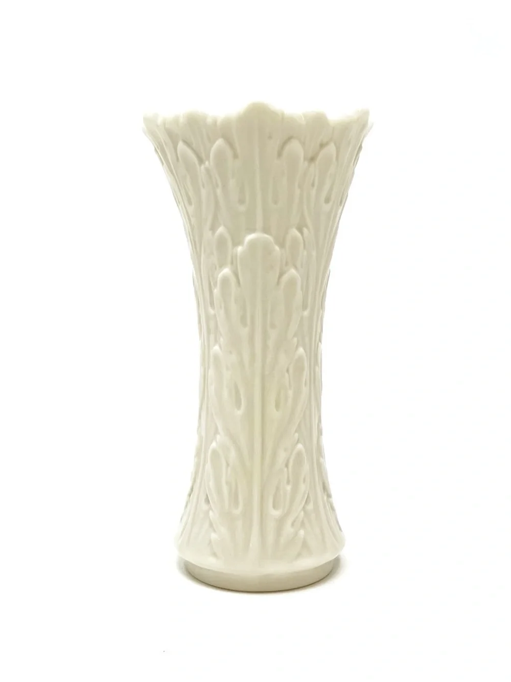 Vintage Lenox Woodland Collection Vase 6” Ivory Porcelain Embossed Leaf EUC